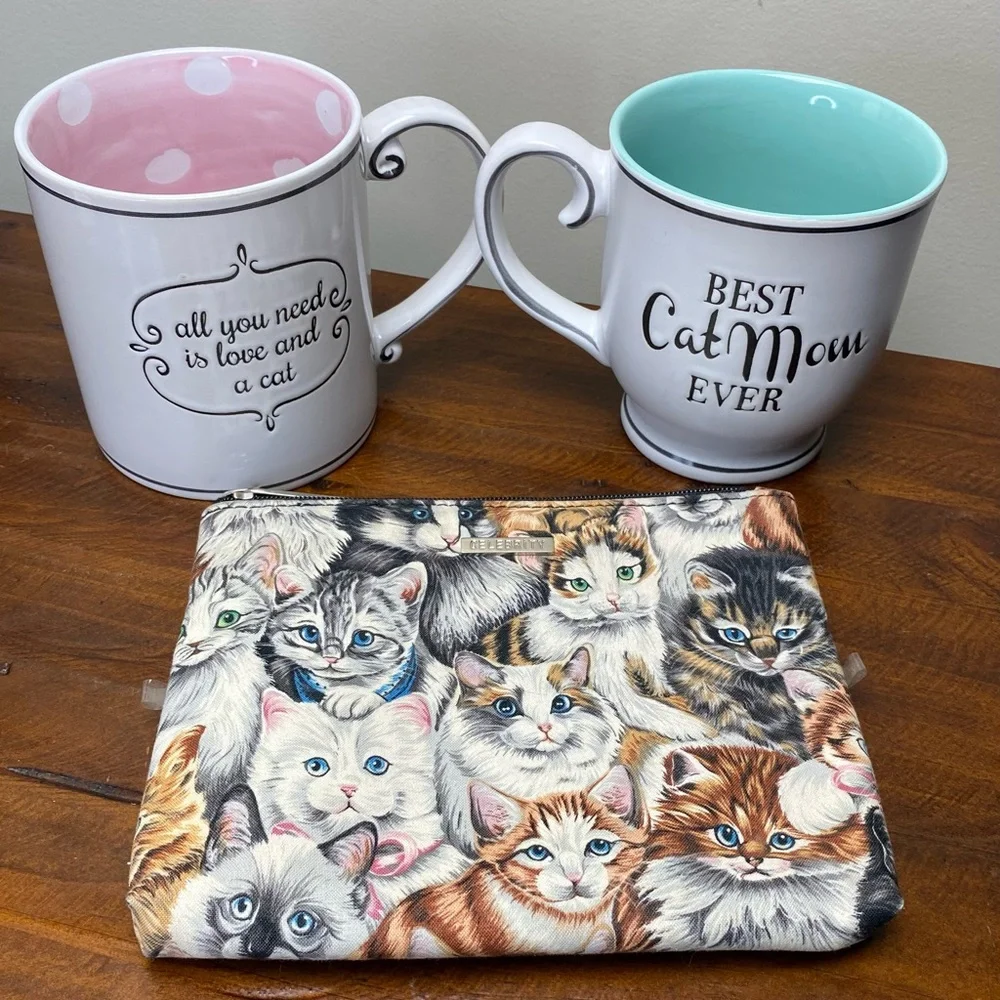 Cat Print Double Sided Makeup Accessories Bag